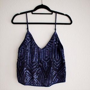 Navy blue glitter top, Small, NYE/party
